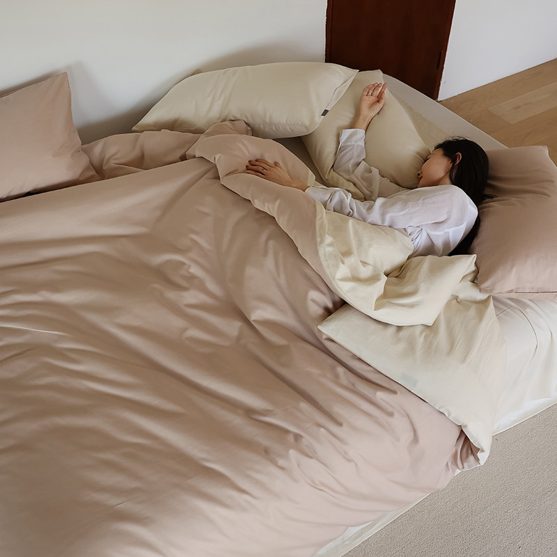 温柔60支水洗杏粉色被t罩床单 裸睡柔软2m被单双拼四件套,床上用品,床品套件/四件套/多件套,淘宝优惠券,粉丝福利购,淘宝优惠卷