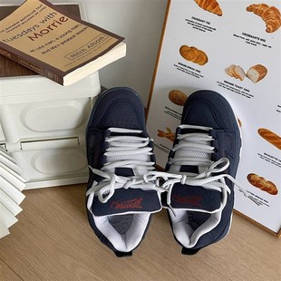 加绒面包鞋男款板鞋美式高街新A款小众鞋子秋冬高级感情侣休闲鞋