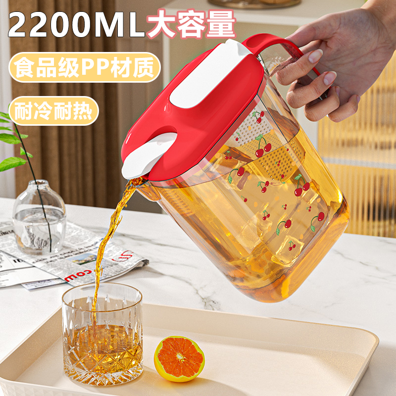 新款夏季家用冷水壶冰箱凉水壶超大容量耐冷耐高温中式带盖冷水桶
