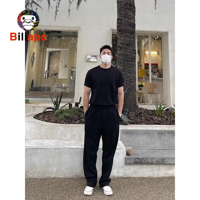 高端黑色直筒休闲西裤男士2026新款夏季薄款男裤宽松西装裤子男款