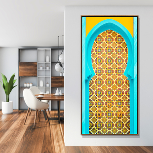 摩洛哥古建筑装饰画入户玄关大幅挂画客厅沙发画民宿办公室背景壁
