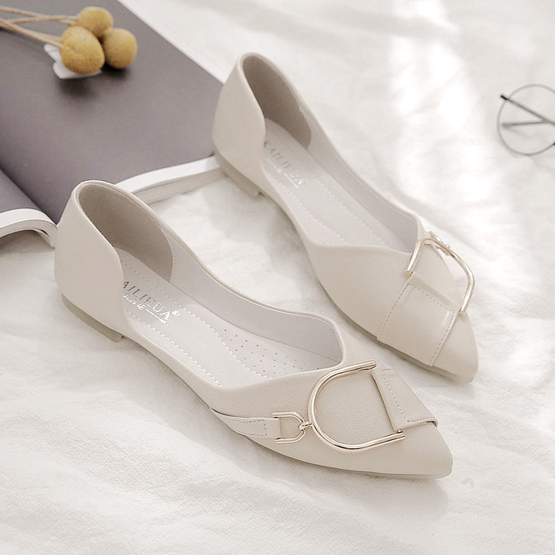 尖头单鞋女平底20m21年新款春秋季浅口豆豆鞋软皮软底仙女瓢鞋百,女鞋,浅口单鞋,淘宝优惠券,粉丝福利购,淘宝优惠卷