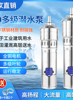 工业304不锈钢高扬程多级潜水泵220VJ耐腐蚀灌溉潜水泵灌溉抽水泵