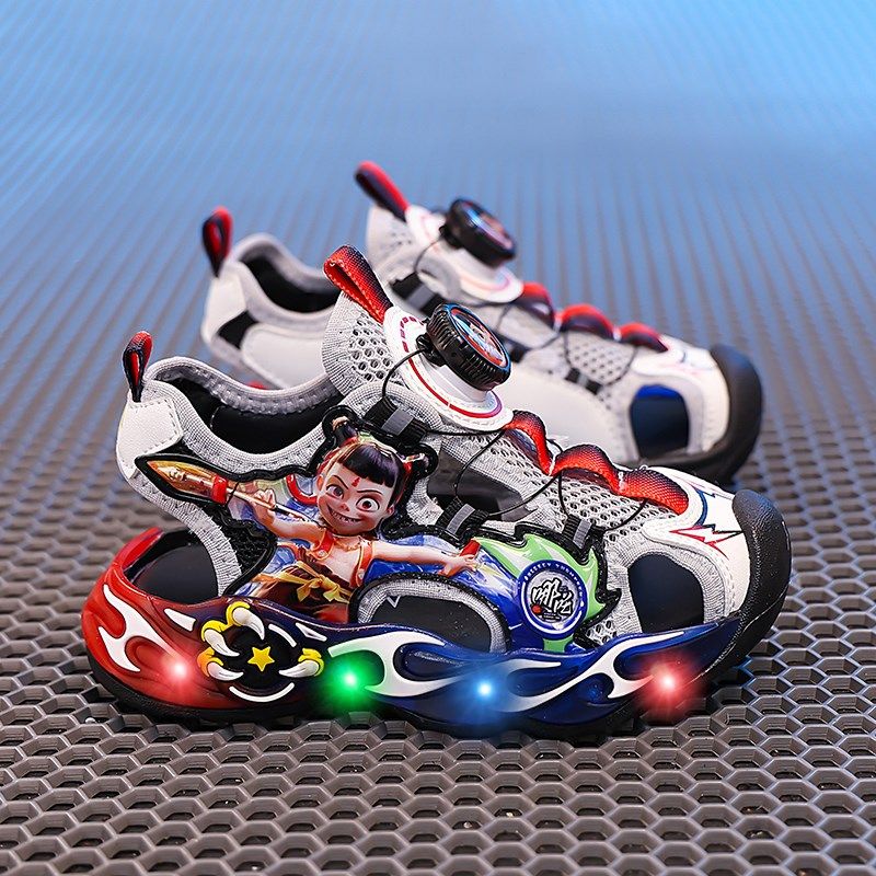 哪吒男童包头凉鞋k亮灯2025夏季新款防滑软底运动鞋儿童透气跑步,童鞋/婴儿鞋/亲子鞋,凉鞋,淘宝优惠券,粉丝福利购,淘宝优惠卷