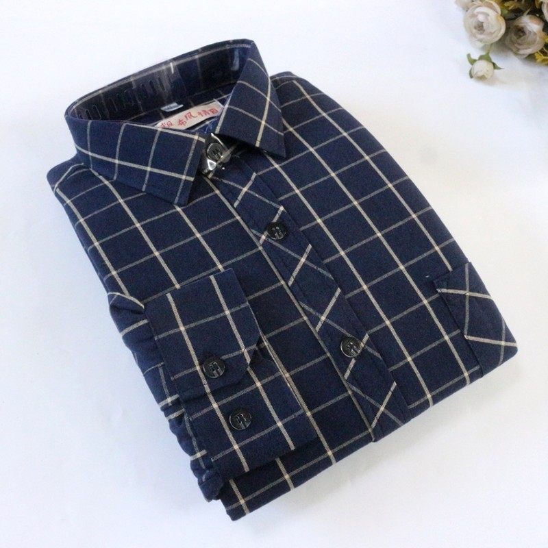 春秋冬款老粗布保暖衬衫加密加厚男I士长袖加绒衬衣粗布风情