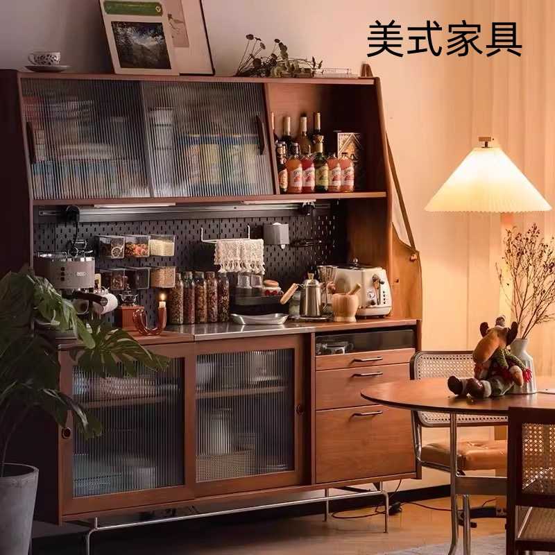 北欧实木餐边柜现代实用靠墙复古一体茶水日式简约高玄关多功能柜