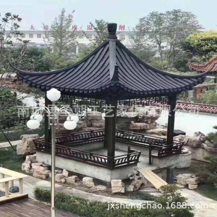 古建凉亭实木碳化防腐木屋亭子景观园林花园别墅四角庭院景观装饰