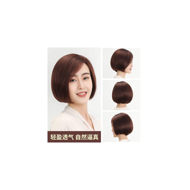 假发女短发彷真人发丝蓬松自然修脸波波头偏分圆脸短直发全头套