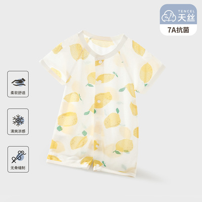 婴儿连体衣空调服新生儿夏季衣服男女宝宝薄款居家服莱赛尔短袖