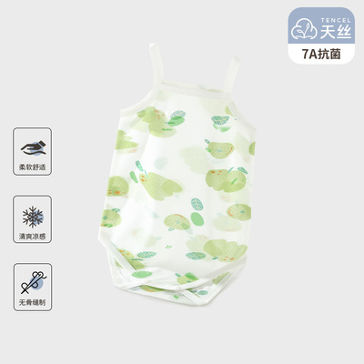 新生儿夏装婴儿连体衣吊带夏季薄款莱赛尔宝宝哈衣高弹力轻薄透气