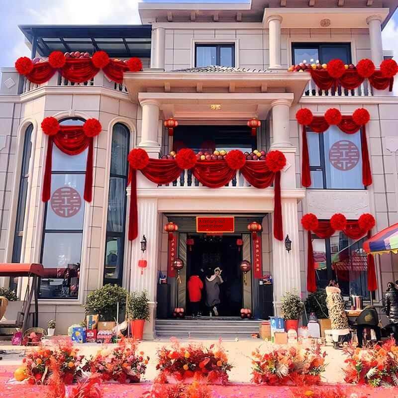 结婚门头花婚车大红花球开业剪彩庆典表彰大红花汽车绸缎红布绣球