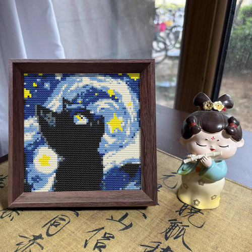 【星空猫咪】十字绣2026新款线绣带框摆台高级感半成品自己绣刺绣