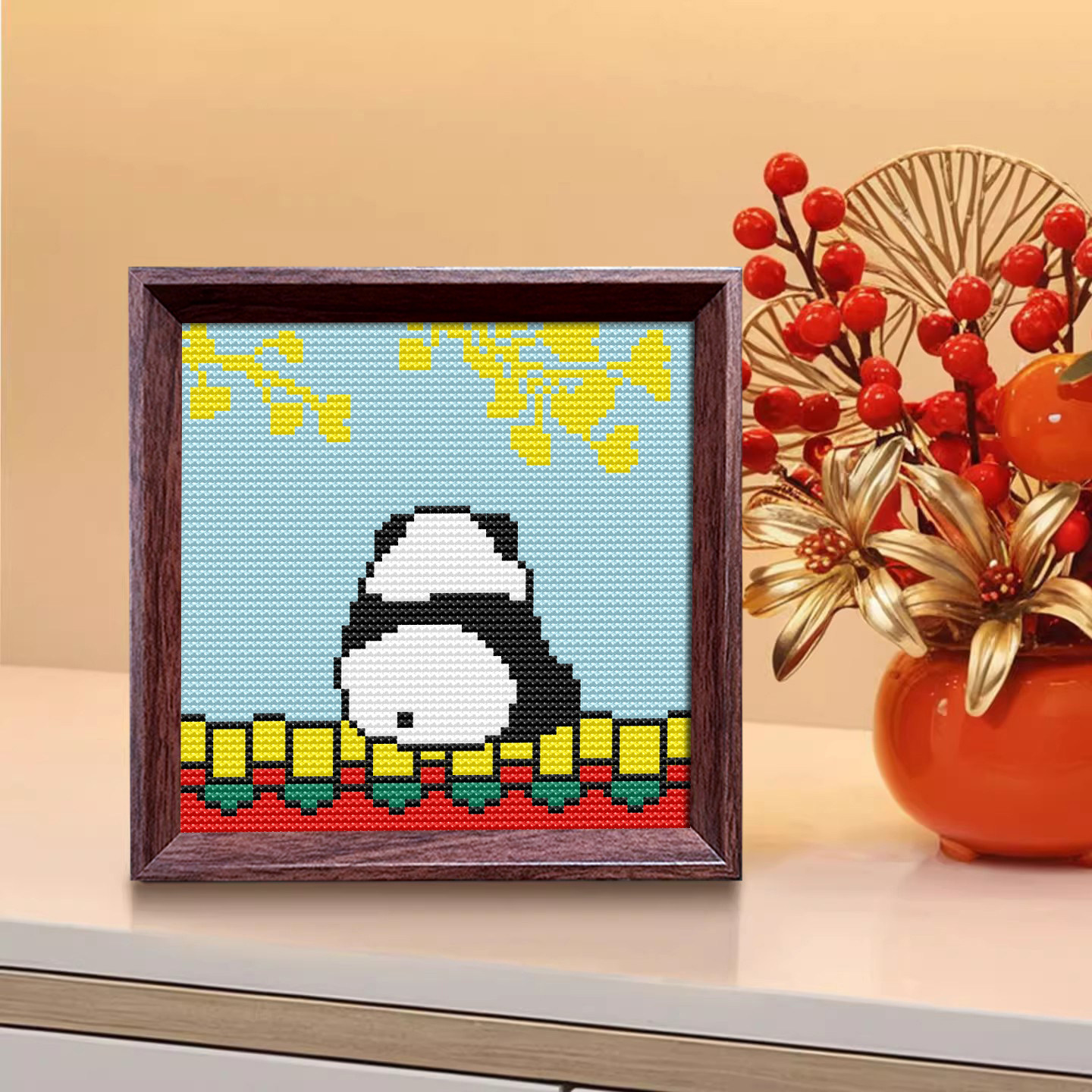 【秋檐小憩】十字绣2026新款线绣带框摆台治愈系国宝熊猫手工刺绣,居家布艺,十字绣套件,淘宝优惠券,粉丝福利购,淘宝优惠卷