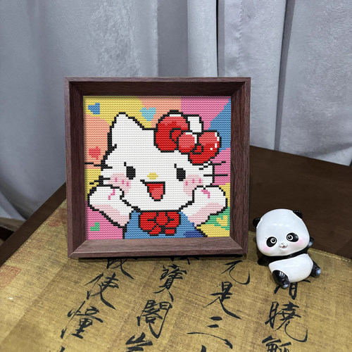 【凯蒂猫】十字绣2026新款线绣带框摆台卡通动漫系列手工自制刺绣