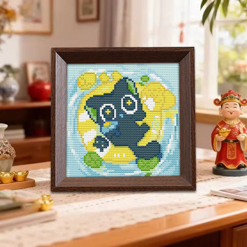 【黑喵小世界】十字绣2026新款线绣带框摆台自己绣小件刺绣送朋友