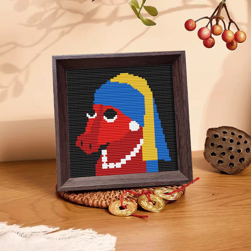 【抽象马】十字绣2026新款线绣带框摆台刺绣diy手工礼物简单好绣,居家布艺,十字绣套件,淘宝优惠券,粉丝福利购,淘宝优惠卷