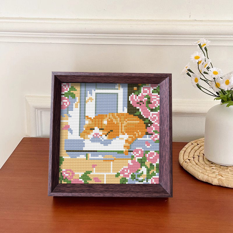 【窗畔猫眠】十字绣2026新款线绣带框摆台可爱小猫diy刺绣材料包,居家布艺,十字绣套件,淘宝优惠券,粉丝福利购,淘宝优惠卷