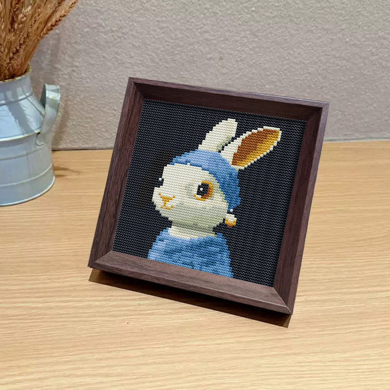 【复古小兔】十字绣2026新款线绣带框摆台手工初学简单刺绣送朋友