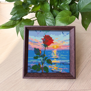 【落日玫瑰】十字绣2025新款线绣带框摆台高颜值花卉diy自制刺绣