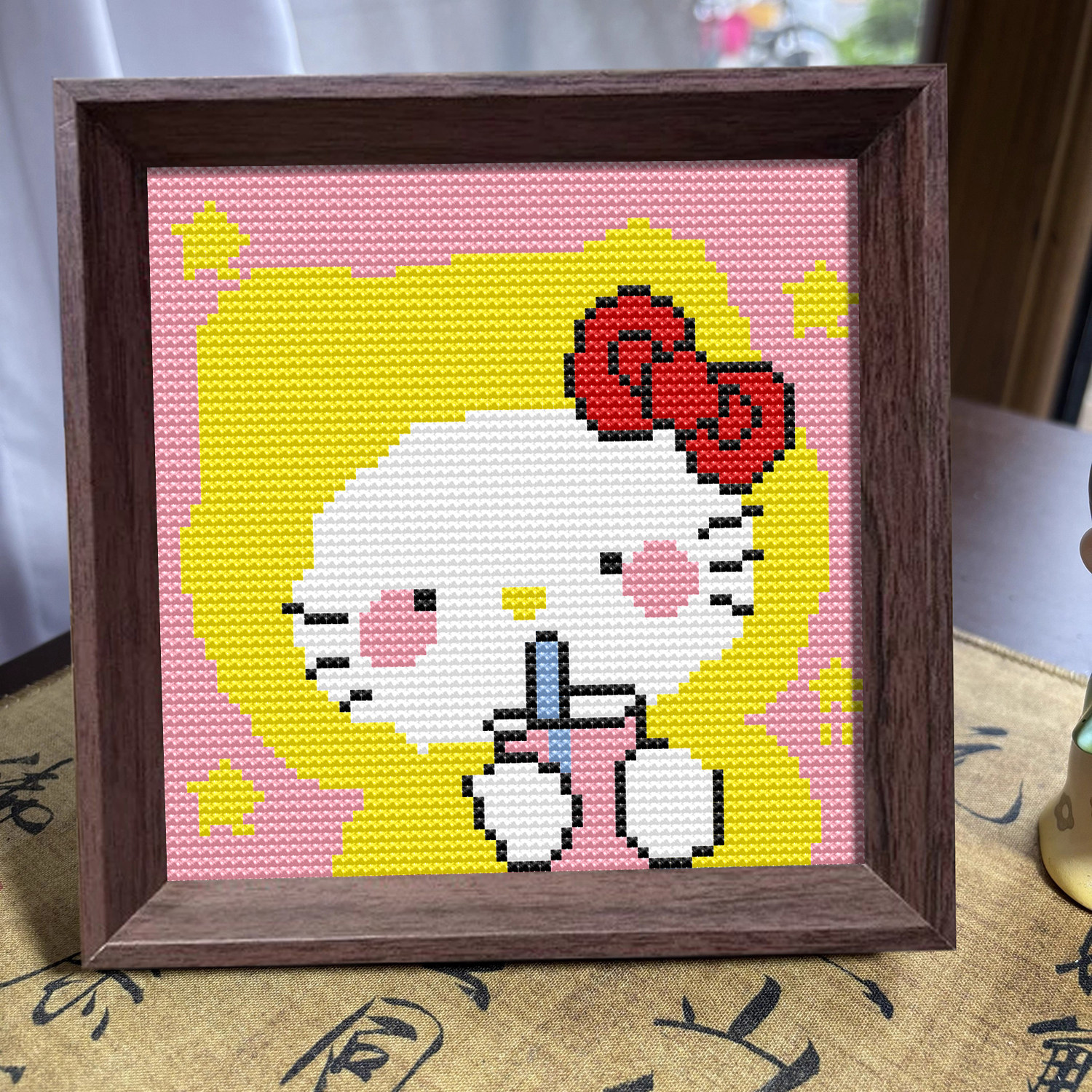 【凯蒂猫】十字绣2026新款线绣带框摆台可爱HelloKitty刺绣手工秀,居家布艺,十字绣套件,淘宝优惠券,粉丝福利购,淘宝优惠卷