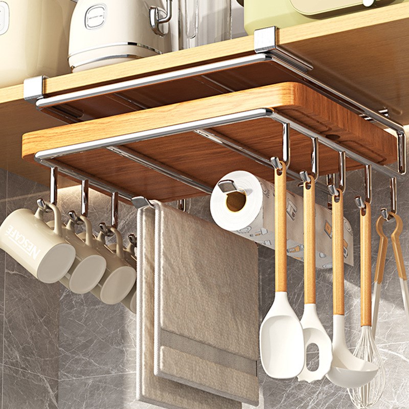 不锈钢砧菜板放置架厨房置物架多功能下吊柜案板锅盖收纳挂架