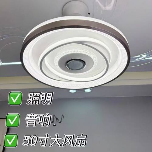 餐厅风扇灯大尺寸高亮度卧室隐形风扇灯带蓝牙音响2025新款吊扇灯