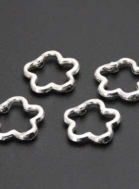 60pcs Silver Color 16x15mm Cute Hollow Flower Charms Co.nnec