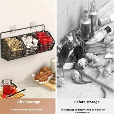 1PC Kitchen Walln Mounted Storage Rack Onion Ginger Garlic