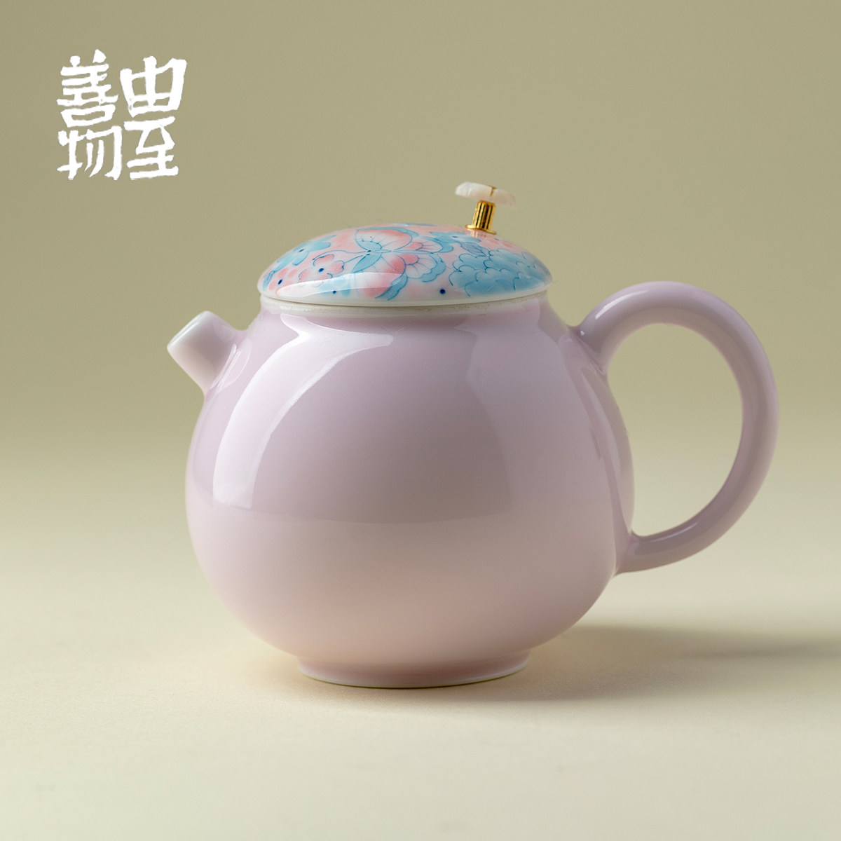由至善物新中式少女粉泡茶壶手工花摘钮小品壶高档女士一人饮茶器