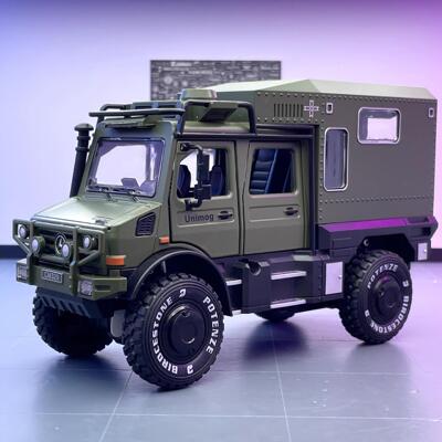 【BW798】驰美合金车模1:28大驰乌尼莫克越野车开门玩具车声光模