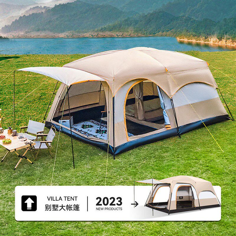 帐篷户外过夜露营两室一厅野营帐篷登山旅游折叠便携防雨防晒防风