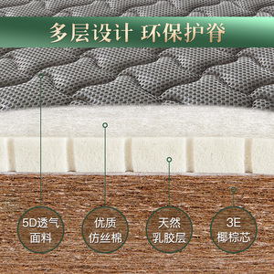 棕垫天然椰棕床垫家用硬垫薄款可折叠棕榈儿童榻榻米床垫定制尺寸