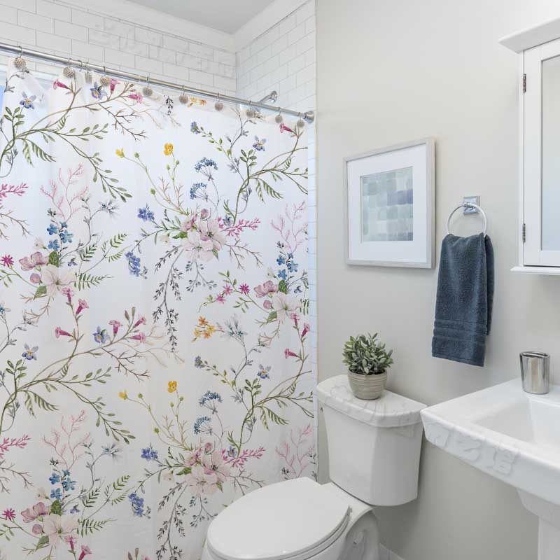 田园风加厚防水磁吸浴室帘子美式创意浴帘布隔断帘卫生间简易门帘