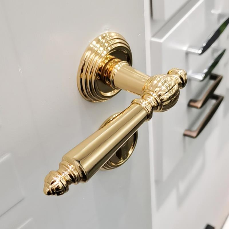 依佰利法式奶油风北欧美式覆古轻奢室内房门金色静音磁吸卧室门锁