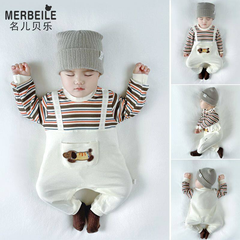 婴儿连体衣秋冬装幼儿哈衣秋季纯棉四季长袖爬服睡衣外出宝宝衣服