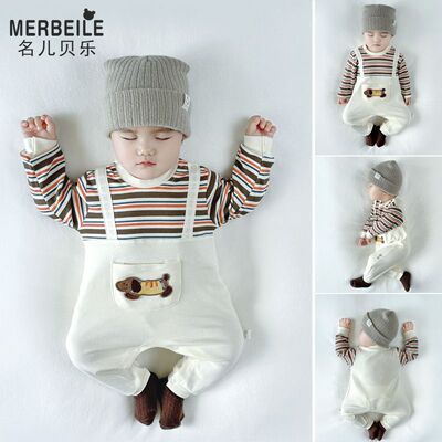 婴儿连体衣秋冬装幼儿哈衣秋季纯棉四季长袖爬服睡衣外出宝宝衣服