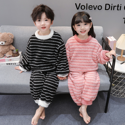 儿童法兰绒加厚珊瑚绒家居服套装