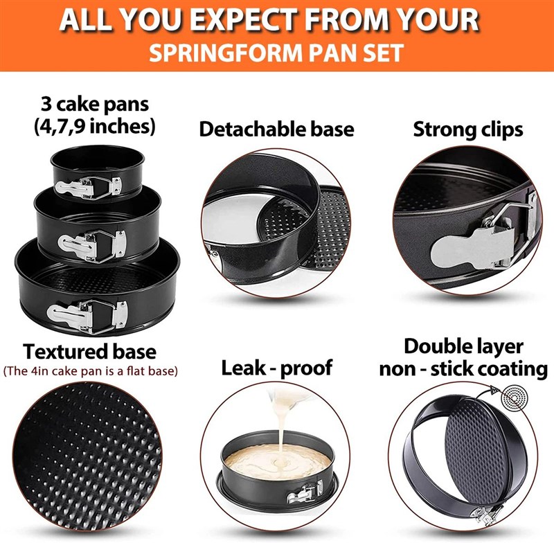1PC, 3PCS Cake Pan Set, Round BNonstick Baking Pans Spring F