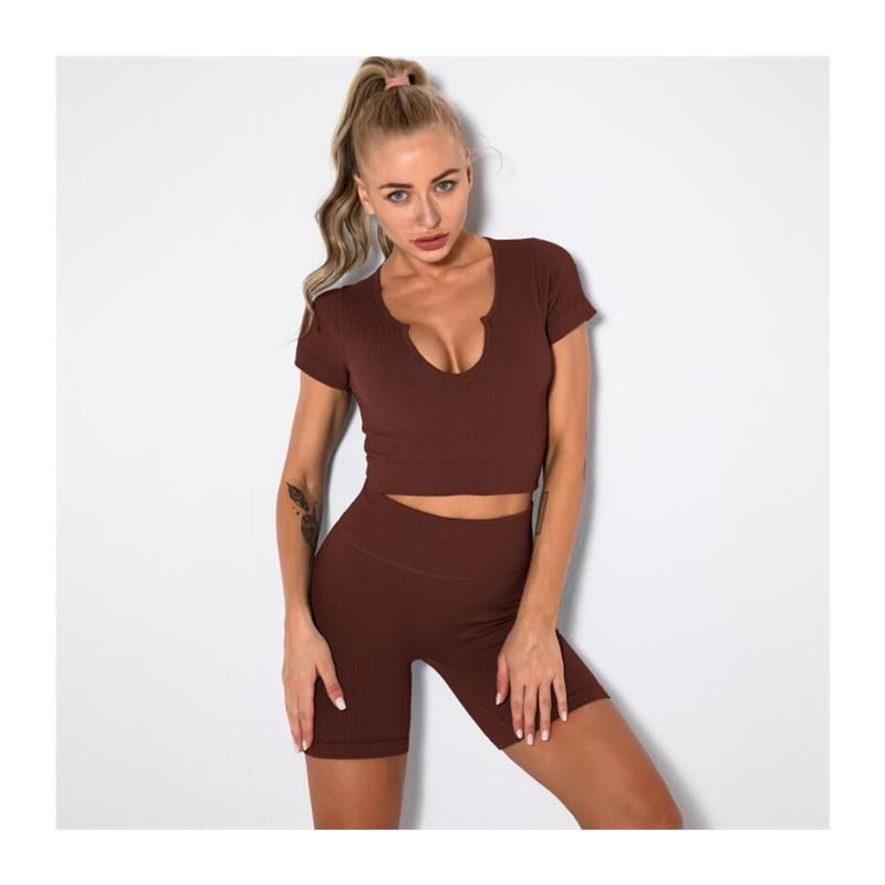 Seamless Sport Set Women 2 Two Piece Crop top BraU Leggings