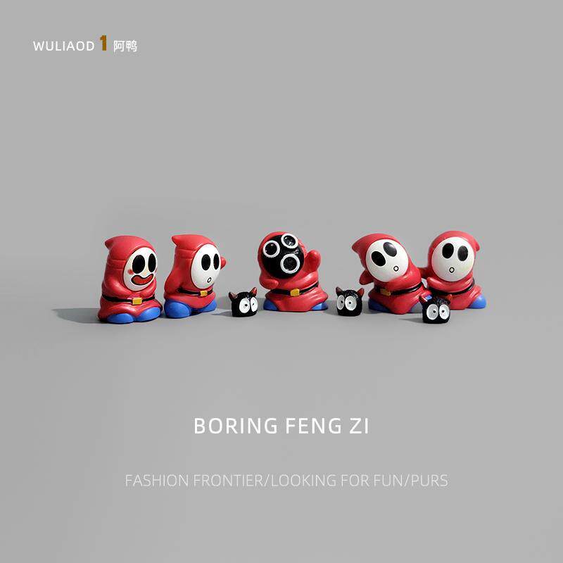 无聊瞭！看玛利欧害羞小子桌面情绪稳定小摆件电脑工位装饰品礼物