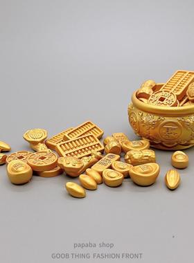 无聊瞭，摆个招财聚宝盆电脑桌面小摆件日式工位办公桌家居装饰