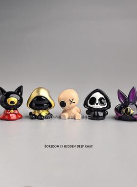 无聊瞭，摆几祇暗黑万圣恶魔猫可治愈电脑桌面日式工位办公桌摆件