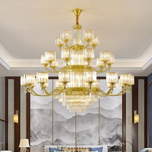 复式楼别墅大吊灯客厅水晶灯楼中楼轻奢豪华大厅中空酒店包厢灯具