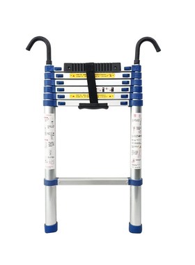 单梯加厚带钩子带电线杆弧形垫圈伸缩梯铝合金便携阁楼蓝色工程梯