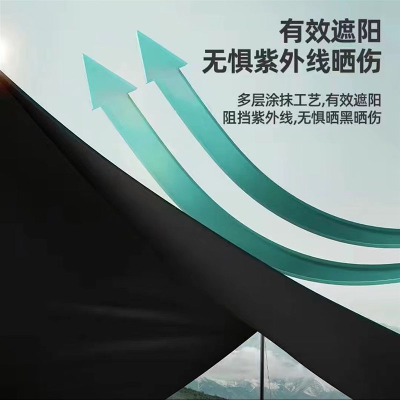 黑胶天幕户外露营防水牛津布超大防晒防雨全遮光幕布便携黑胶天幕