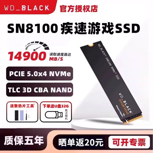 闪迪高性能AI服务器硬盘SSD独立缓存pcie5.0固态硬盘m.2 4t 8t