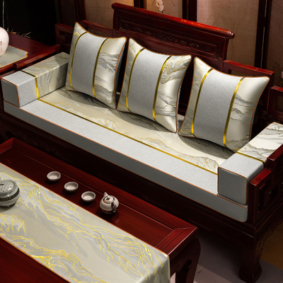 新中式实木沙发套罩防滑垫子