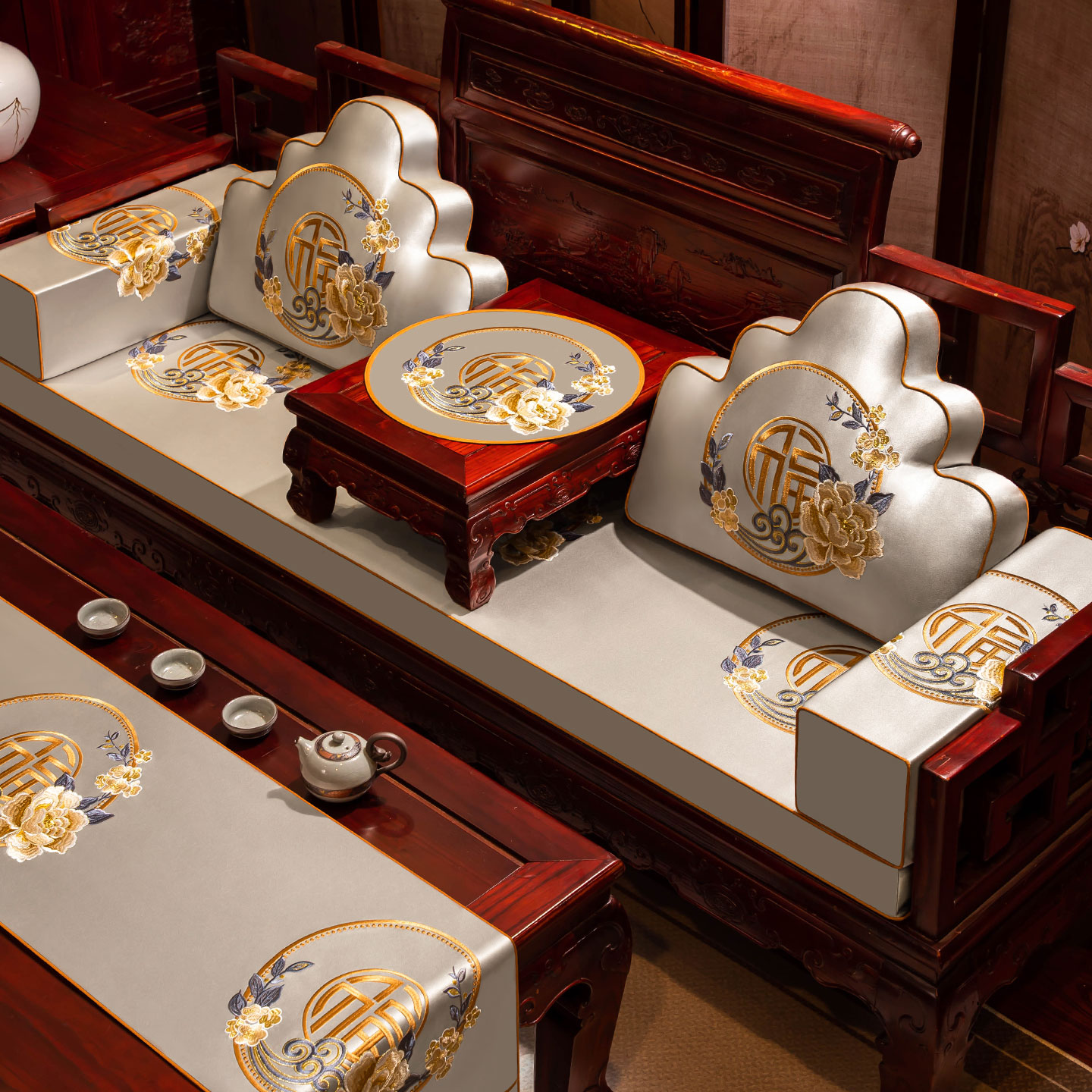 新中式轻奢高级感高端红木沙发垫