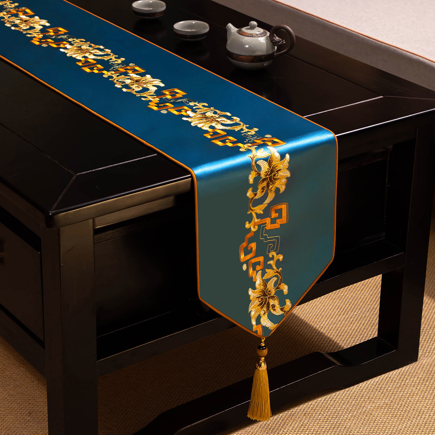 新中式桌旗轻奢防水茶桌布茶台茶旗布艺茶席垫子餐桌台布茶几垫布,居家布艺,桌旗,淘宝优惠券,粉丝福利购,淘宝优惠卷