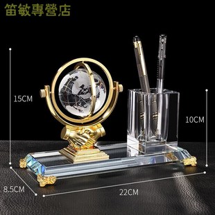 新款老板总经理办公室桌面水晶笔筒摆件时尚收纳盒办公桌老